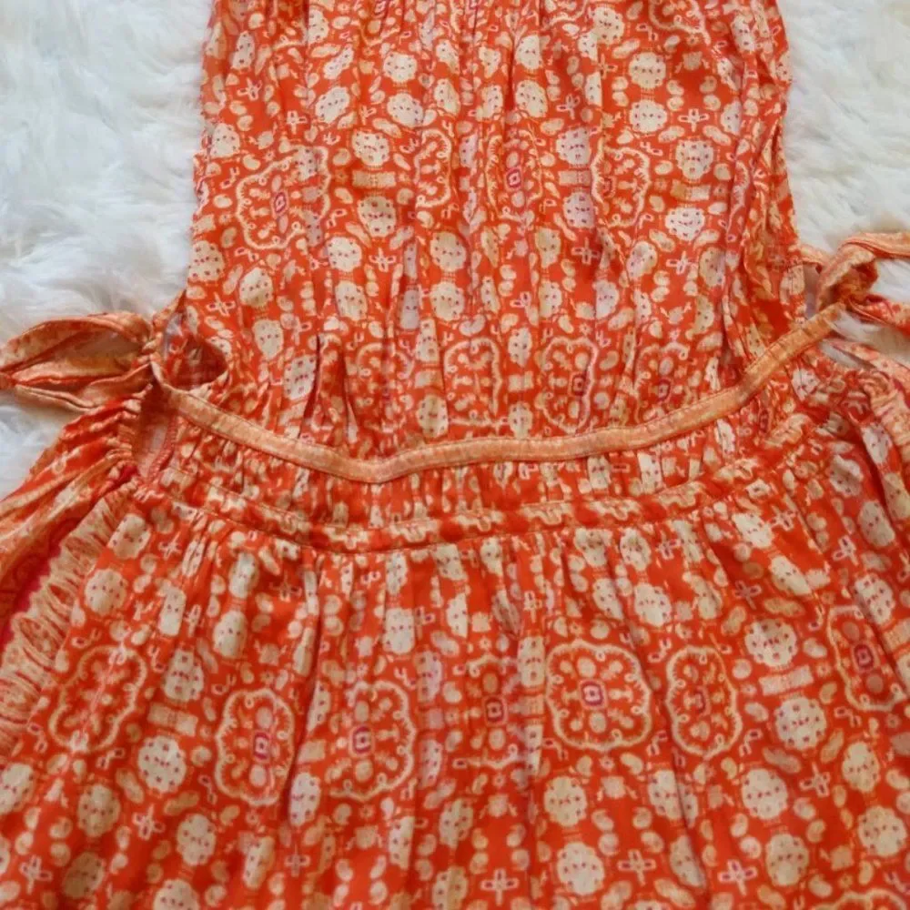 NWT Free People Midsummer's Day Tunic Dress Tank Silky Boho Summer Orange Size M